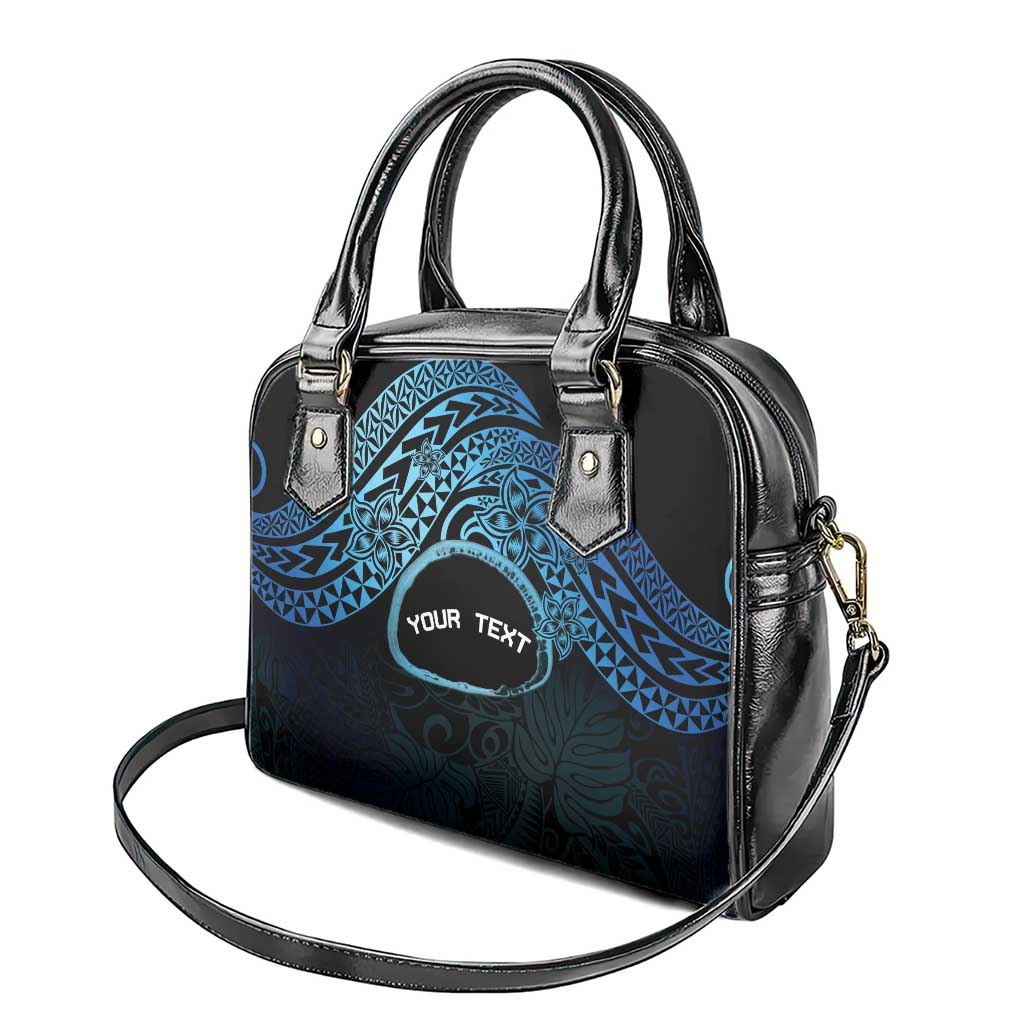 Personalised Pohnpei Nukuoro Micronesia Shoulder Handbag Polynesian Tattoo Curves Blue Version