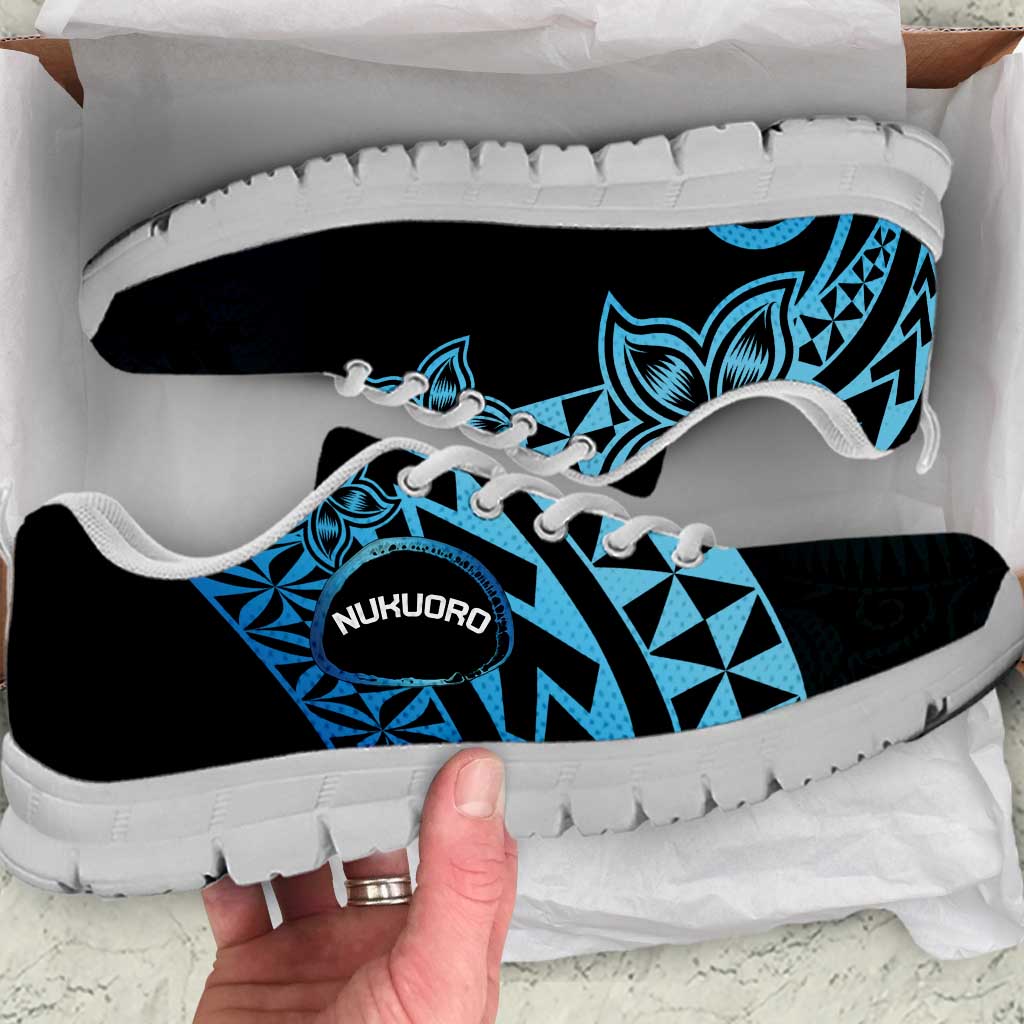 Pohnpei Nukuoro Micronesia Sneakers Polynesian Tattoo Curves Blue Version