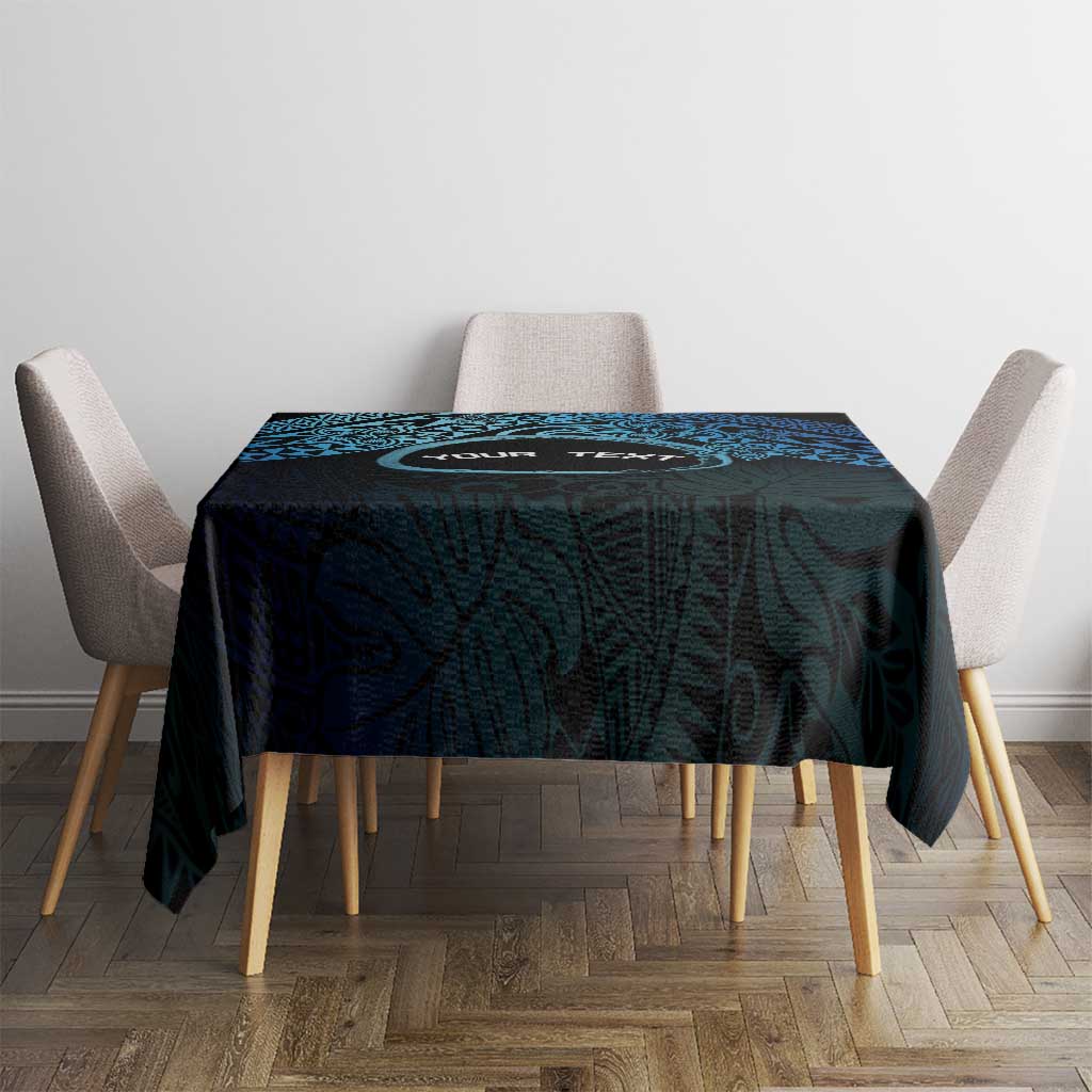 Personalised Pohnpei Nukuoro Micronesia Tablecloth Polynesian Tattoo Curves Blue Version