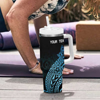 Personalised Pohnpei Nukuoro Micronesia Tumbler With Handle Polynesian Tattoo Curves Blue Version LT14 - Polynesian Pride