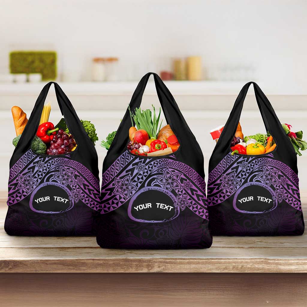 Personalised Pohnpei Nukuoro Micronesia Grocery Bag Polynesian Tattoo Curves Purple Version LT14 3-pack One Size Purple - Polynesian Pride