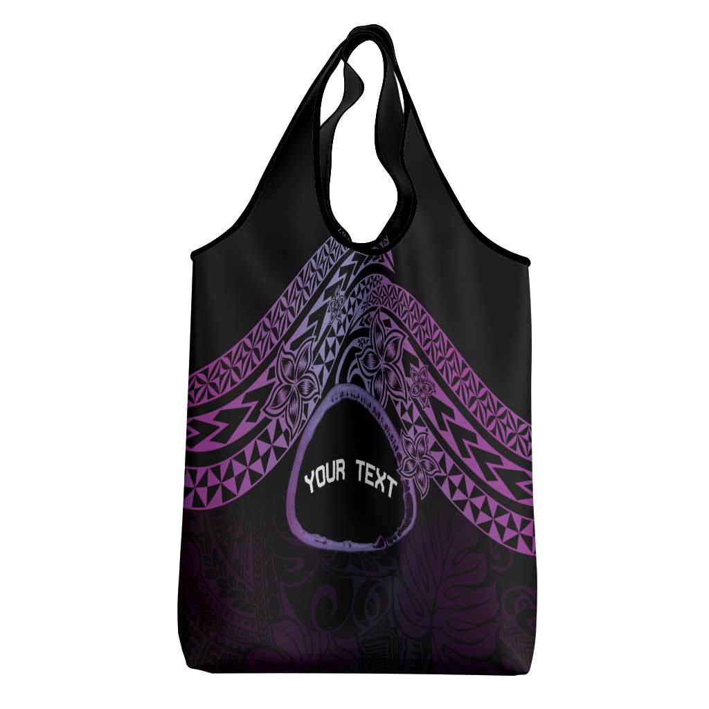 Personalised Pohnpei Nukuoro Micronesia Grocery Bag Polynesian Tattoo Curves Purple Version LT14 - Polynesian Pride
