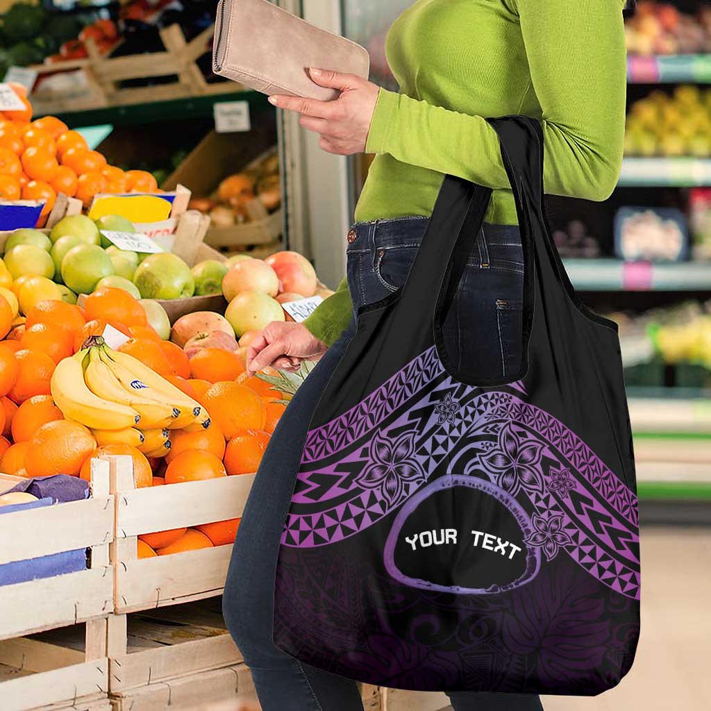 Personalised Pohnpei Nukuoro Micronesia Grocery Bag Polynesian Tattoo Curves Purple Version LT14 - Polynesian Pride