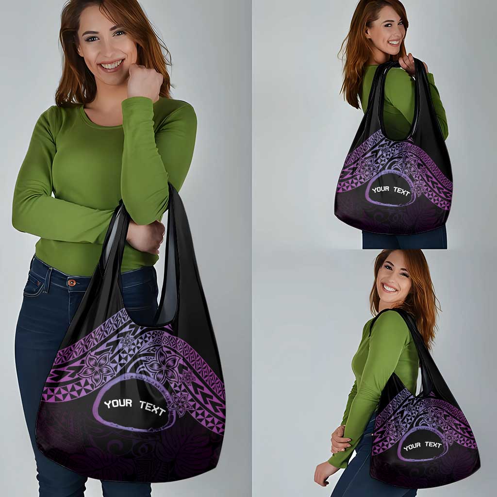 Personalised Pohnpei Nukuoro Micronesia Grocery Bag Polynesian Tattoo Curves Purple Version LT14 - Polynesian Pride