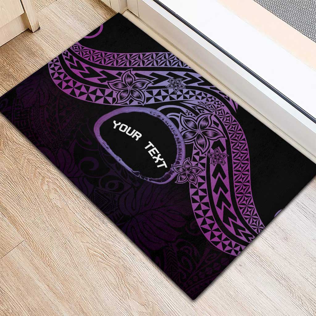 Personalised Pohnpei Nukuoro Micronesia Rubber Doormat Polynesian Tattoo Curves Purple Version