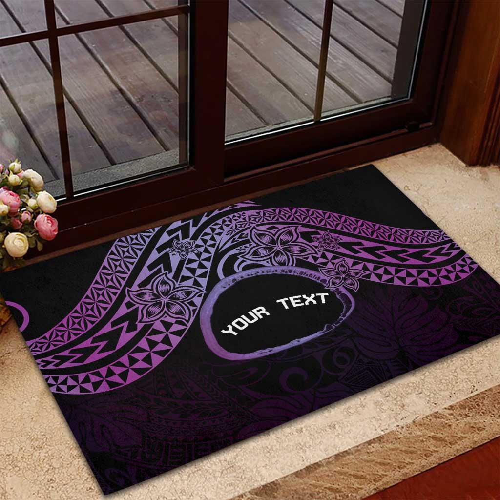 Personalised Pohnpei Nukuoro Micronesia Rubber Doormat Polynesian Tattoo Curves Purple Version