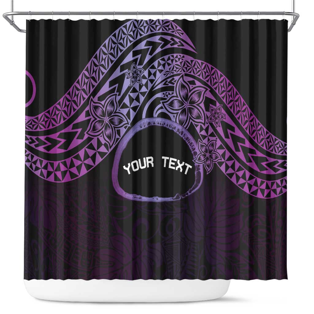 Personalised Pohnpei Nukuoro Micronesia Shower Curtain Polynesian Tattoo Curves Purple Version