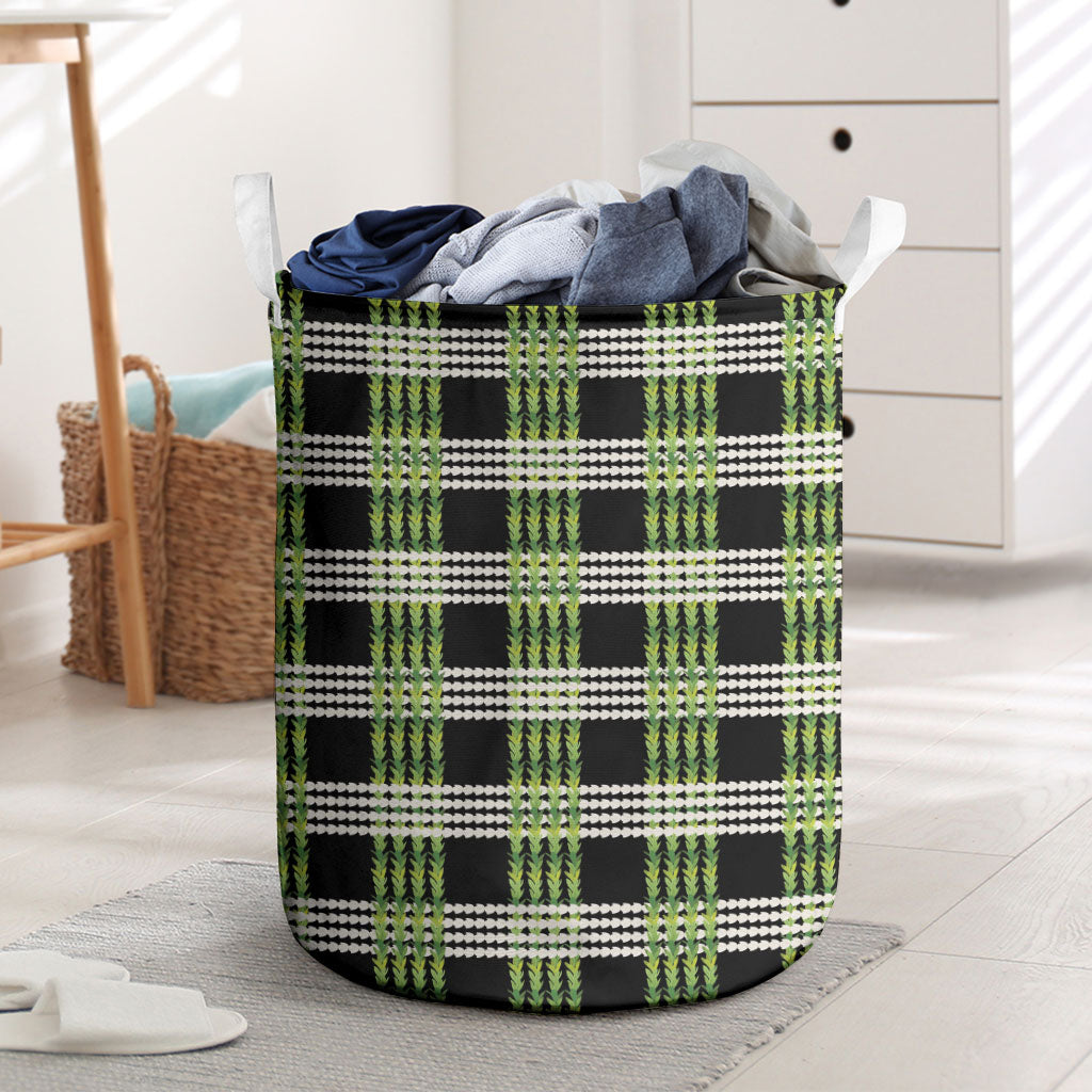 Aloha Hawaii Pakalana Pikake Lei Laundry Basket Palaka Inspired Hawaiian-plaid Black LT14 Black - Polynesian Pride