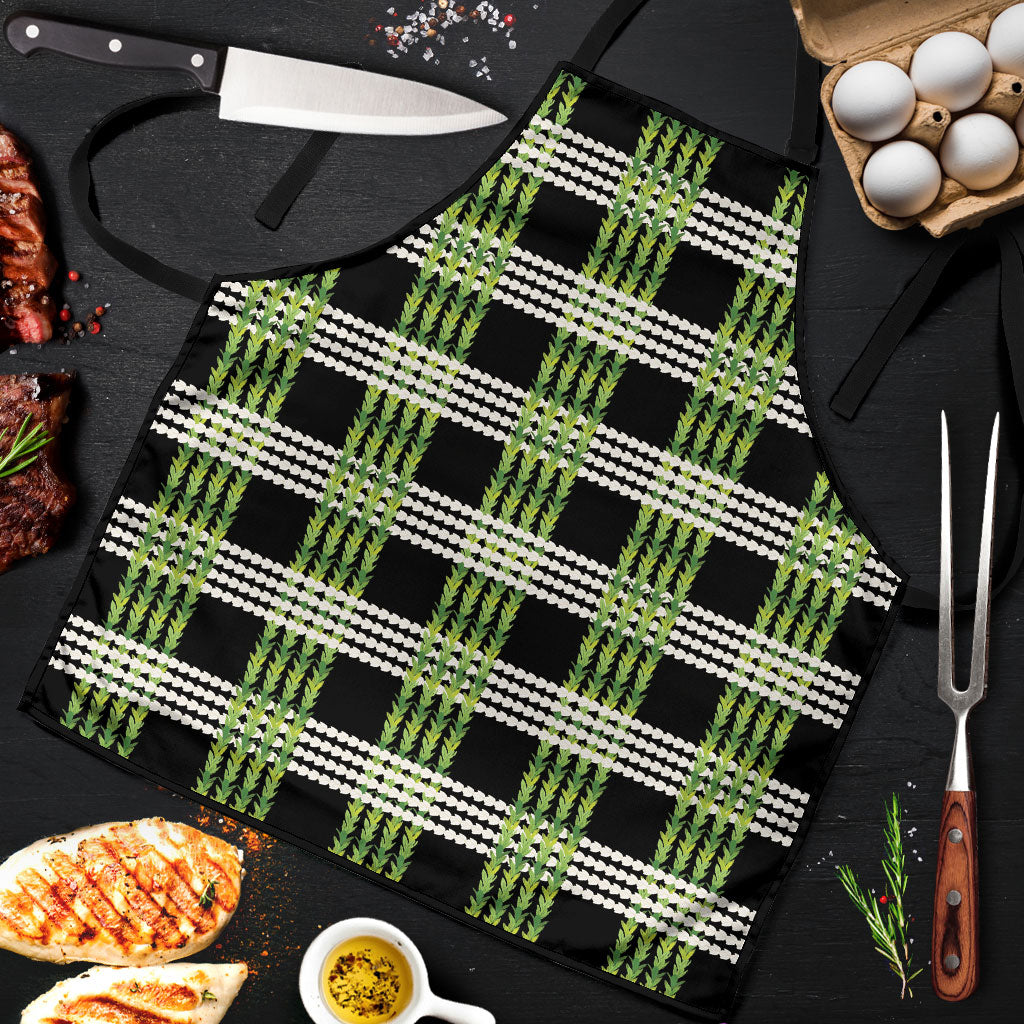 Aloha Hawaii Pakalana Pikake Lei Apron Palaka Inspired Hawaiian-plaid Black LT14 Black - Polynesian Pride