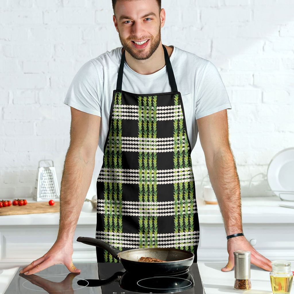 Aloha Hawaii Pakalana Pikake Lei Apron Palaka Inspired Hawaiian-plaid Black LT14 - Polynesian Pride
