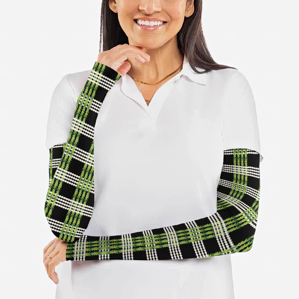 Aloha Hawaii Pakalana Pikake Lei Arm Sleeves Palaka Inspired Hawaiian-plaid Black LT14 - Polynesian Pride
