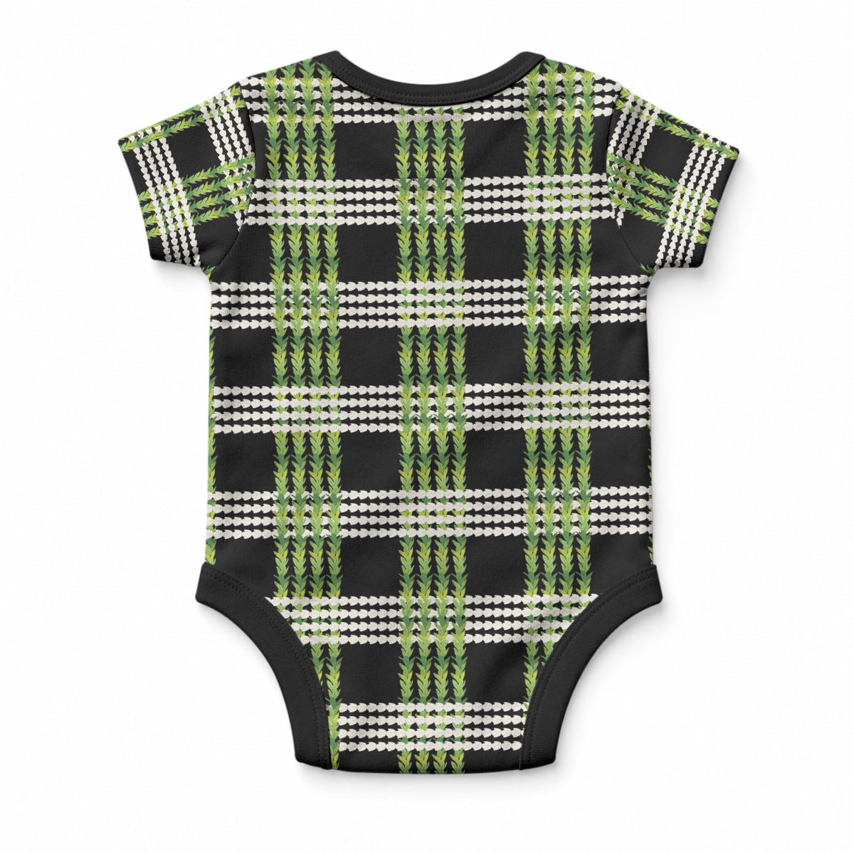 Aloha Hawaii Pakalana Pikake Lei Baby Onesie Palaka Inspired Hawaiian-plaid Black LT14 - Polynesian Pride
