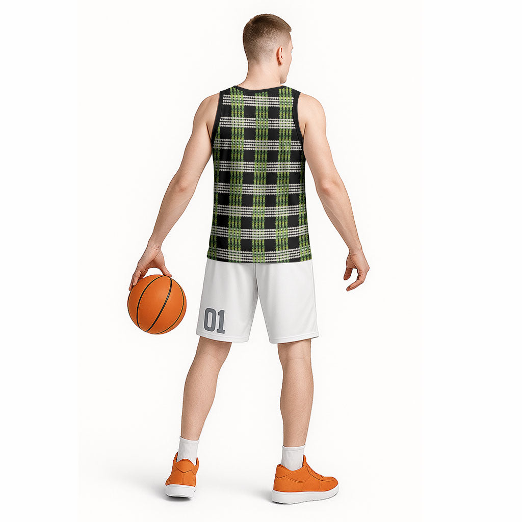 Aloha Hawaii Pakalana Pikake Lei Basketball Jersey Palaka Inspired Hawaiian-plaid Black LT14 - Polynesian Pride