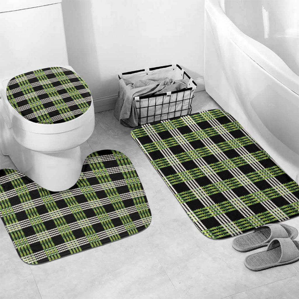 Aloha Hawaii Pakalana Pikake Lei Bathroom Set Palaka Inspired Hawaiian-plaid Black LT14 Mat Set Only (3 pcs) One Size Black - Polynesian Pride