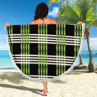 Aloha Hawaii Pakalana Pikake Lei Beach Blanket Palaka Inspired Hawaiian-plaid Black LT14 - Polynesian Pride