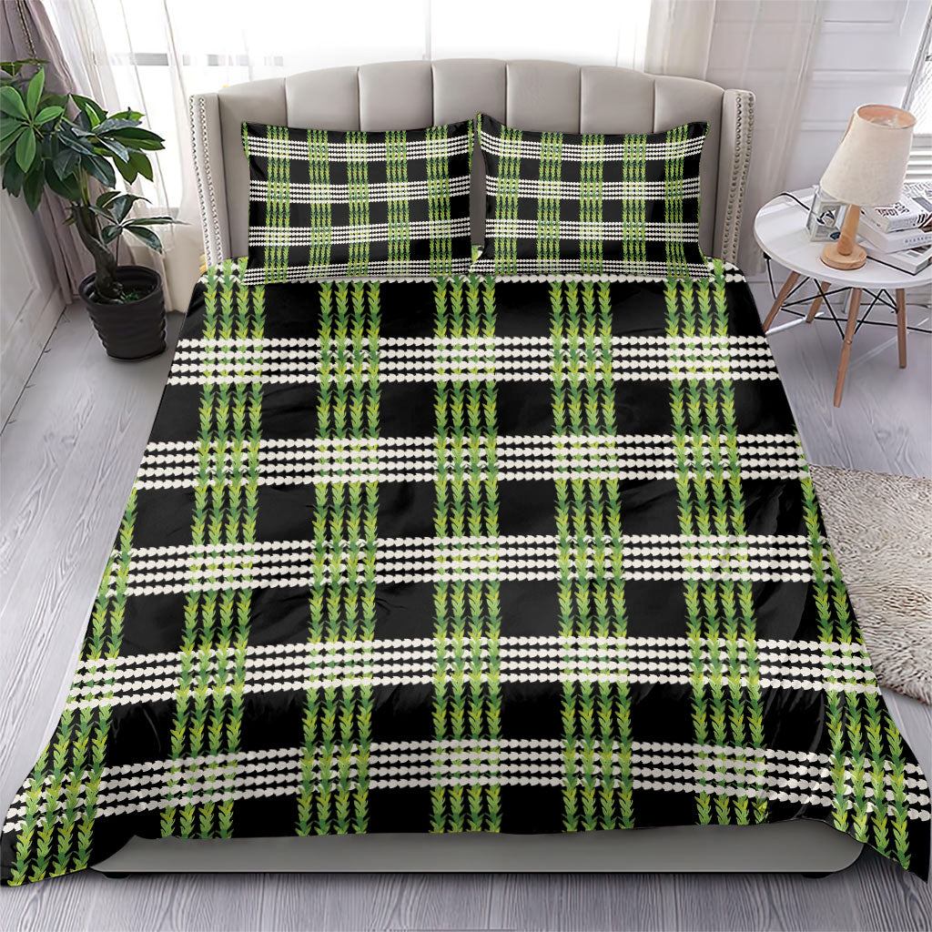 Aloha Hawaii Pakalana Pikake Lei Bedding Set Palaka Inspired Hawaiian-plaid Black LT14 - Polynesian Pride