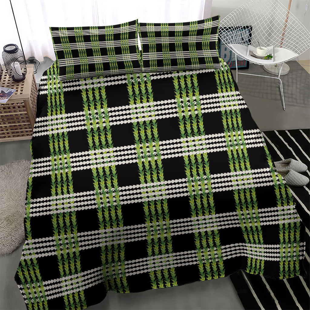 Aloha Hawaii Pakalana Pikake Lei Bedding Set Palaka Inspired Hawaiian-plaid Black LT14 - Polynesian Pride