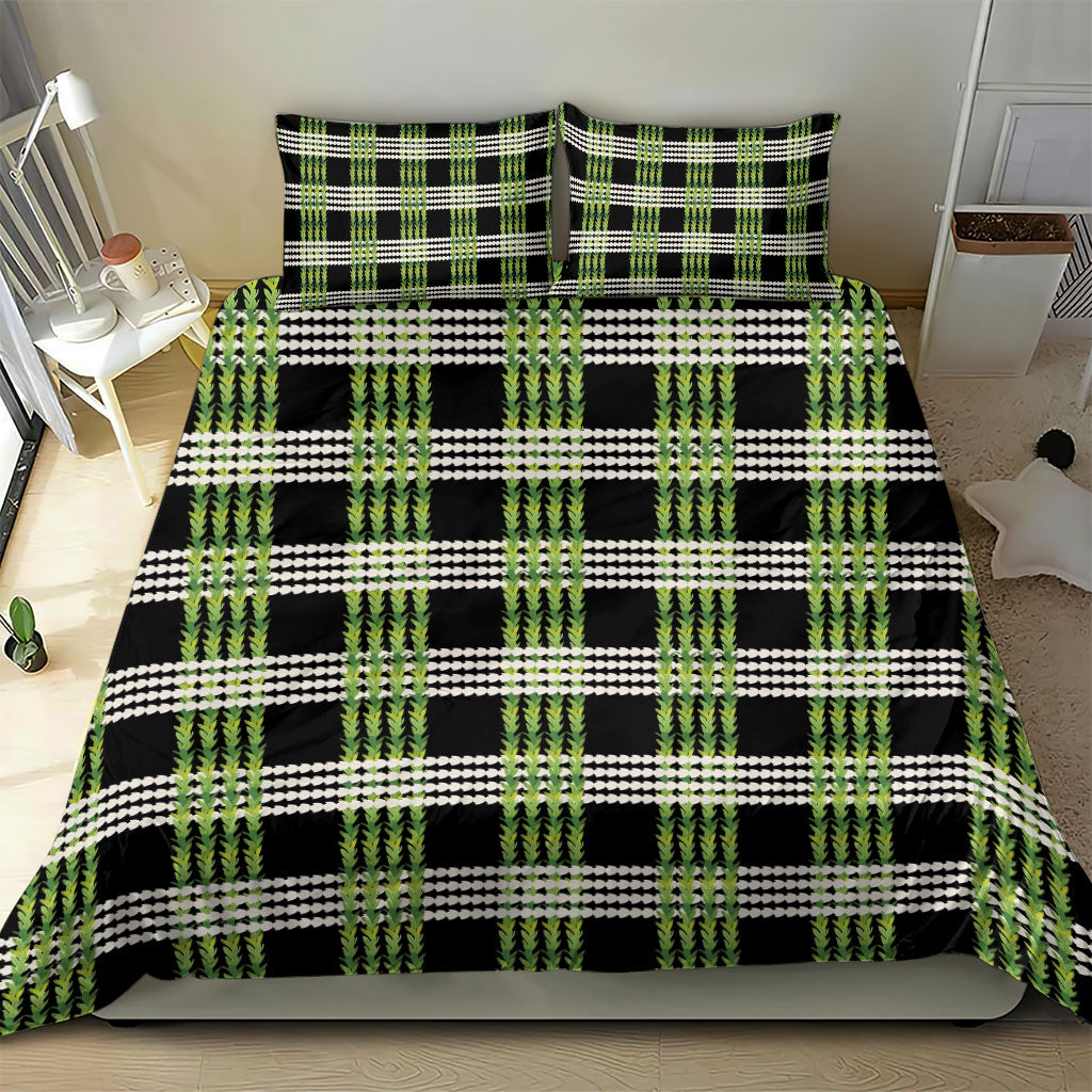 Aloha Hawaii Pakalana Pikake Lei Bedding Set Palaka Inspired Hawaiian-plaid Black LT14 - Polynesian Pride