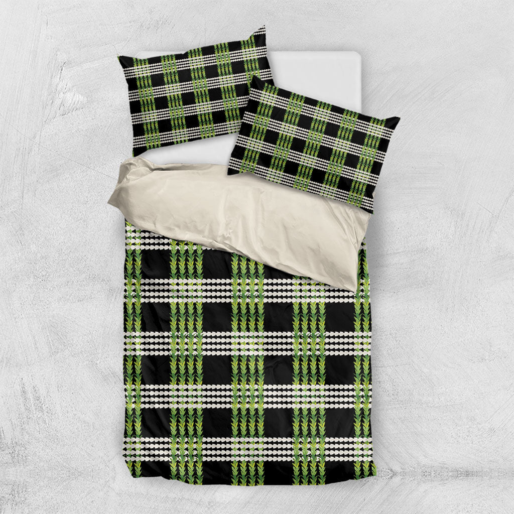 Aloha Hawaii Pakalana Pikake Lei Bedding Set Palaka Inspired Hawaiian-plaid Black LT14 US Twin 172cm x 218cm Black - Polynesian Pride
