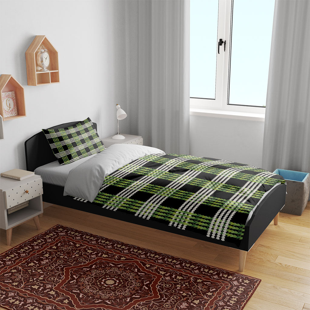 Aloha Hawaii Pakalana Pikake Lei Bedding Set Palaka Inspired Hawaiian-plaid Black LT14 - Polynesian Pride