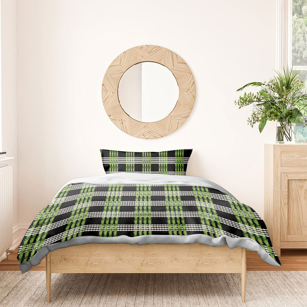 Aloha Hawaii Pakalana Pikake Lei Bedding Set Palaka Inspired Hawaiian-plaid Black LT14 - Polynesian Pride