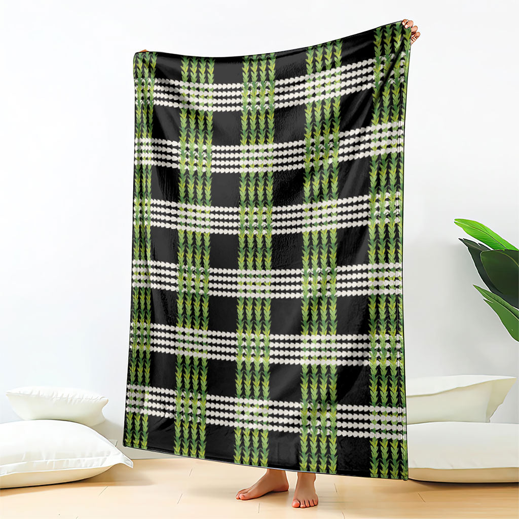Aloha Hawaii Pakalana Pikake Lei Blanket Palaka Inspired Hawaiian-plaid Black LT14 - Polynesian Pride