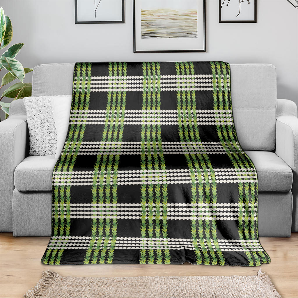 Aloha Hawaii Pakalana Pikake Lei Blanket Palaka Inspired Hawaiian-plaid Black LT14 - Polynesian Pride