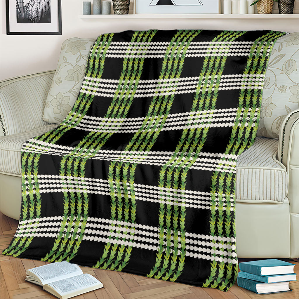 Aloha Hawaii Pakalana Pikake Lei Blanket Palaka Inspired Hawaiian-plaid Black LT14 - Polynesian Pride
