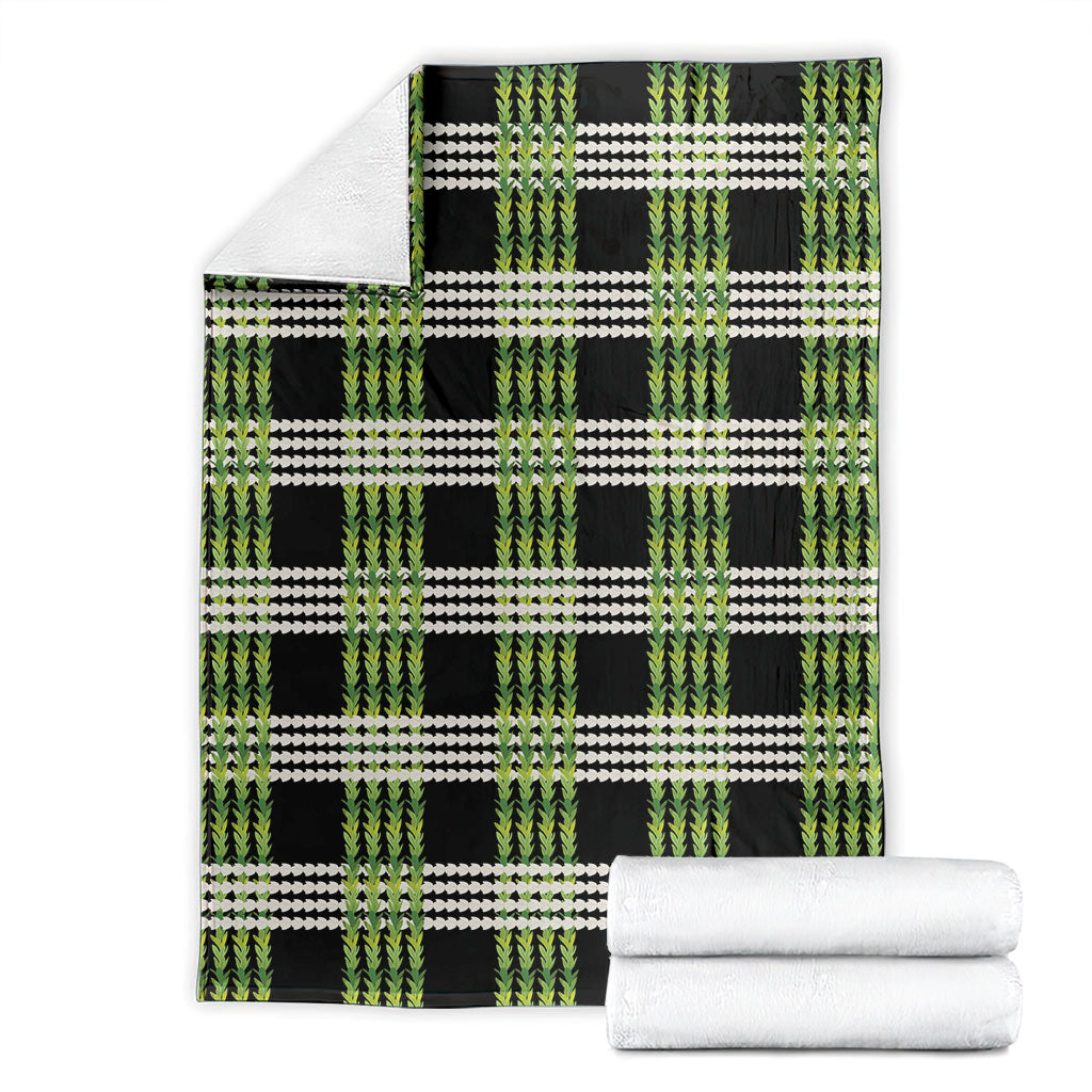 Aloha Hawaii Pakalana Pikake Lei Blanket Palaka Inspired Hawaiian-plaid Black LT14 - Polynesian Pride