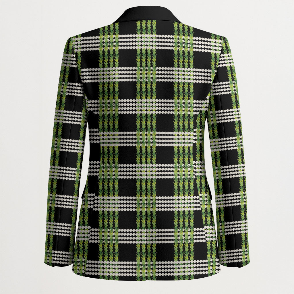 Aloha Hawaii Pakalana Pikake Lei Blazer Palaka Inspired Hawaiian-plaid Black LT14 - Polynesian Pride