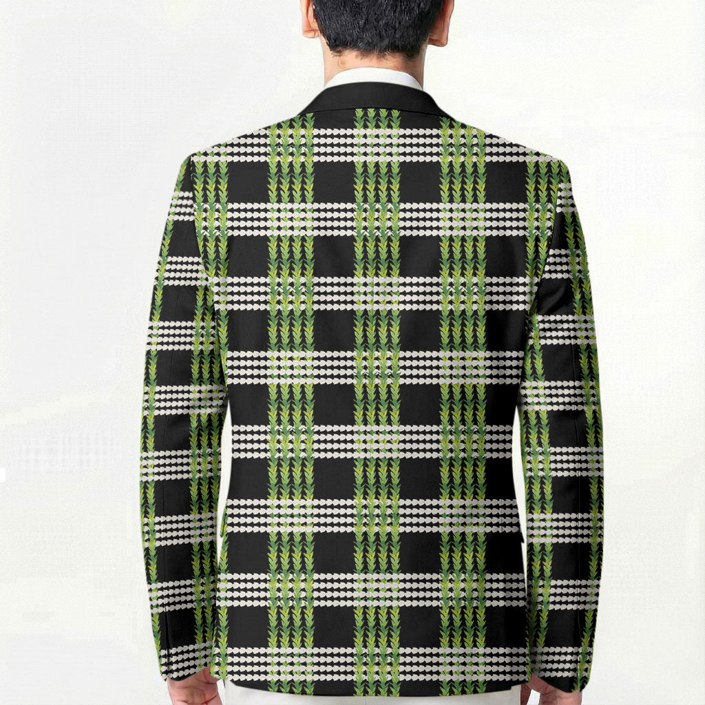 Aloha Hawaii Pakalana Pikake Lei Blazer Palaka Inspired Hawaiian-plaid Black LT14 - Polynesian Pride