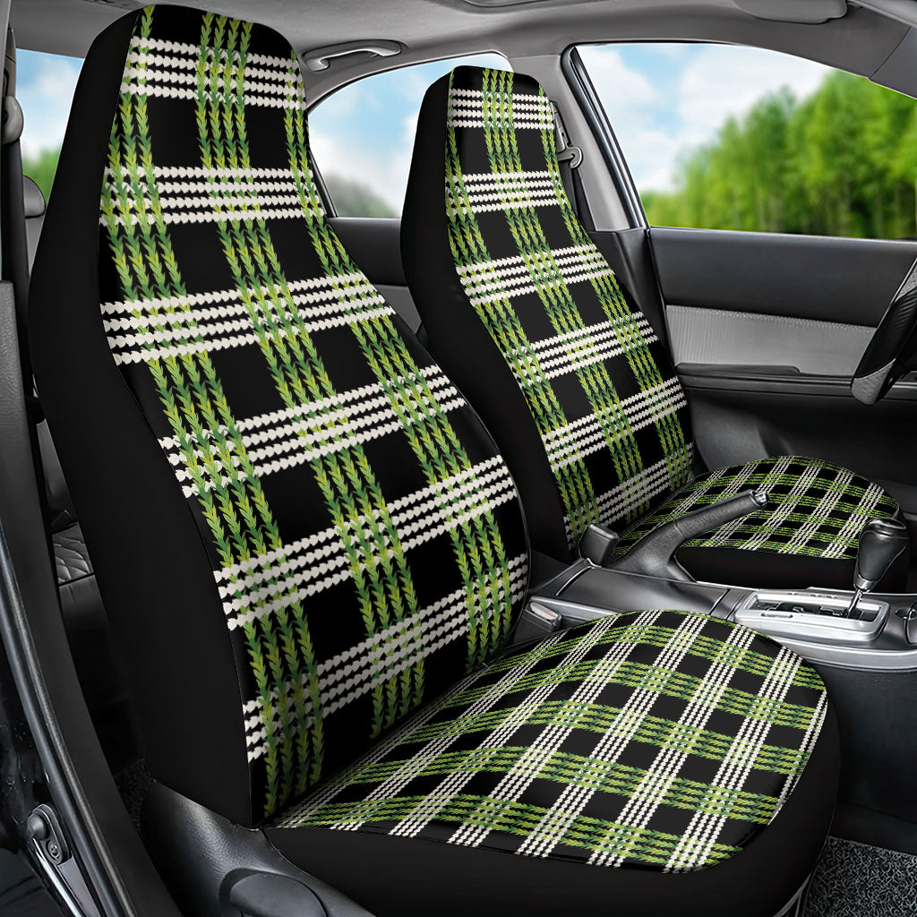 Aloha Hawaii Pakalana Pikake Lei Car Seat Cover Palaka Inspired Hawaiian-plaid Black LT14 - Polynesian Pride
