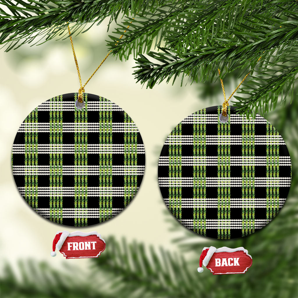 Aloha Hawaii Pakalana Pikake Lei Ceramic Ornament Palaka Inspired Hawaiian-plaid Black LT14 Circle Black - Polynesian Pride