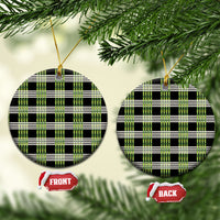 Aloha Hawaii Pakalana Pikake Lei Ceramic Ornament Palaka Inspired Hawaiian-plaid Black LT14 Circle Black - Polynesian Pride