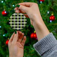 Aloha Hawaii Pakalana Pikake Lei Ceramic Ornament Palaka Inspired Hawaiian-plaid Black LT14 - Polynesian Pride