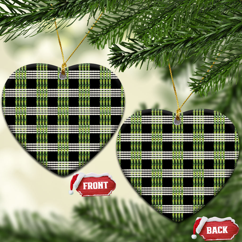 Aloha Hawaii Pakalana Pikake Lei Ceramic Ornament Palaka Inspired Hawaiian-plaid Black LT14 Heart Black - Polynesian Pride