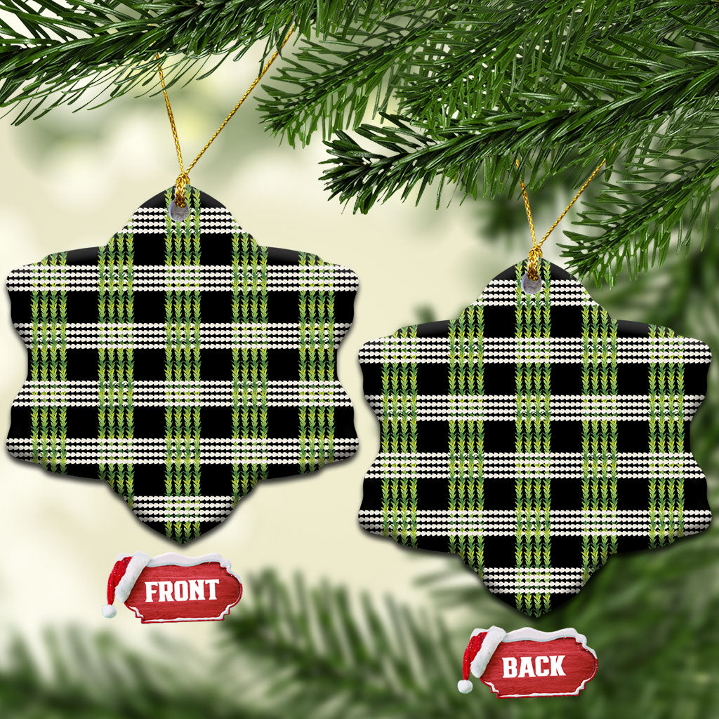 Aloha Hawaii Pakalana Pikake Lei Ceramic Ornament Palaka Inspired Hawaiian-plaid Black LT14 Snow Flake Black - Polynesian Pride