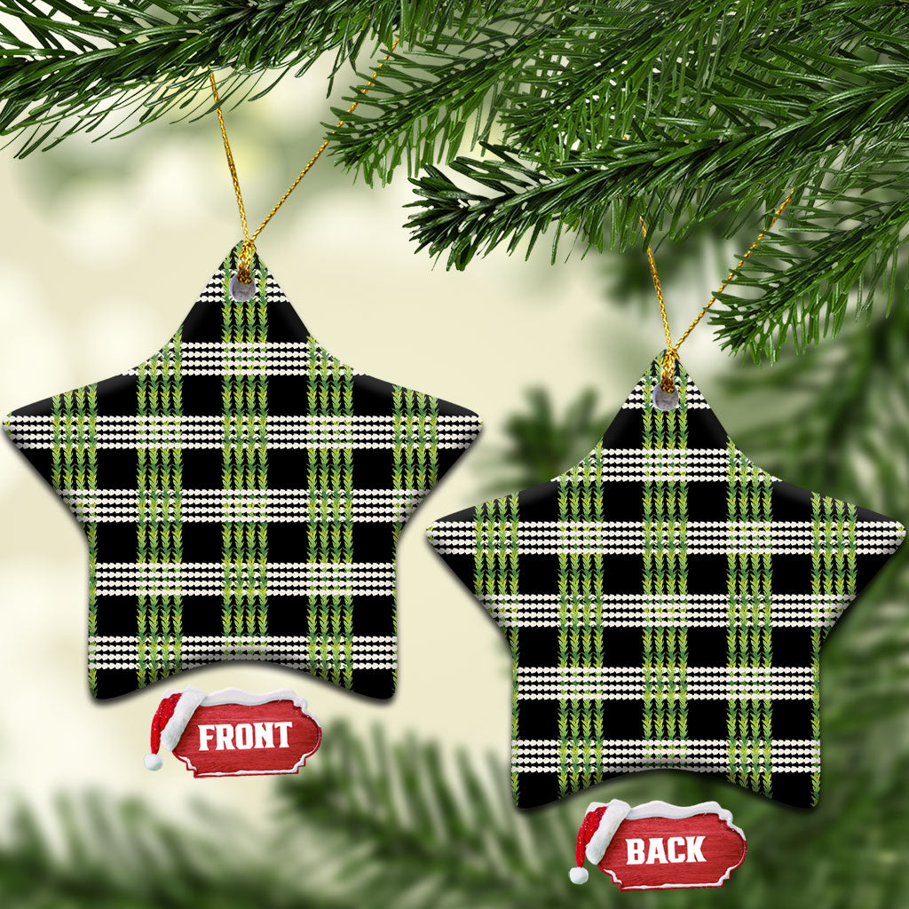 Aloha Hawaii Pakalana Pikake Lei Ceramic Ornament Palaka Inspired Hawaiian-plaid Black LT14 Star Black - Polynesian Pride