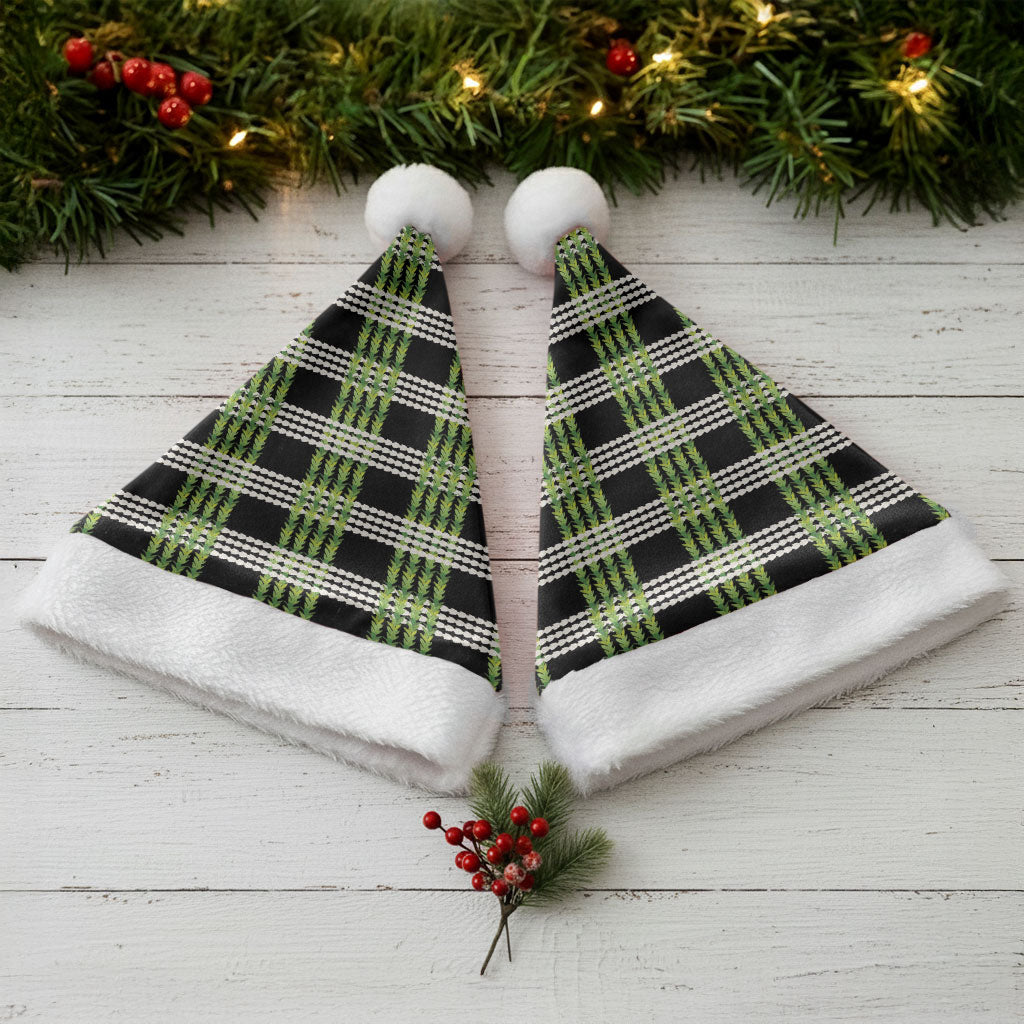 Aloha Hawaii Pakalana Pikake Lei Christmas Santa Hat Palaka Inspired Hawaiian-plaid Black LT14 - Polynesian Pride