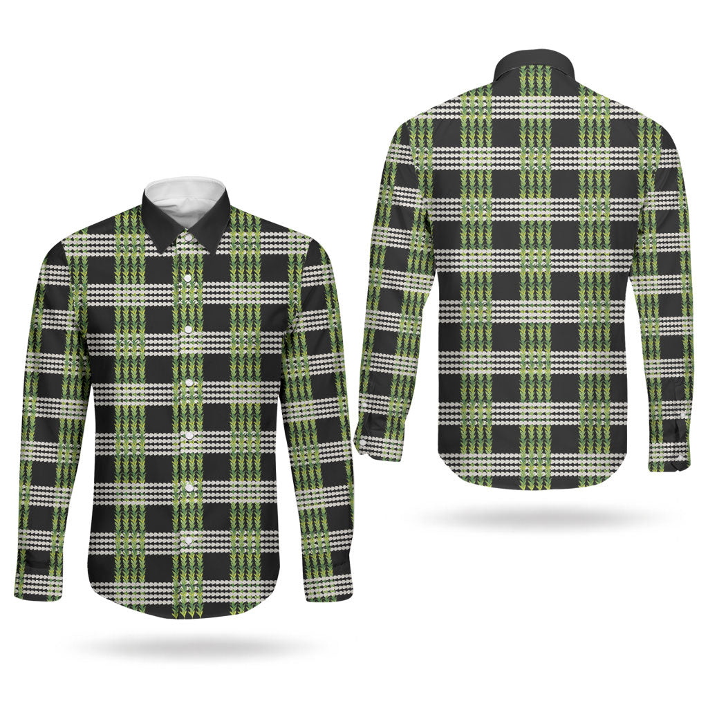 Aloha Hawaii Pakalana Pikake Lei Couples Matching Puletasi and Long Sleeve Button Shirt Palaka Inspired Hawaiian-plaid Black LT14 - Polynesian Pride