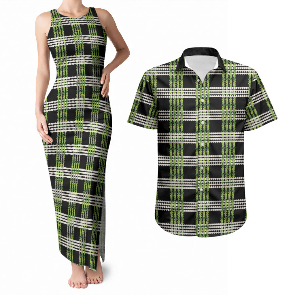 Aloha Hawaii Pakalana Pikake Lei Couples Matching Tank Maxi Dress and Hawaiian Shirt Palaka Inspired Hawaiian-plaid Black LT14 Black - Polynesian Pride