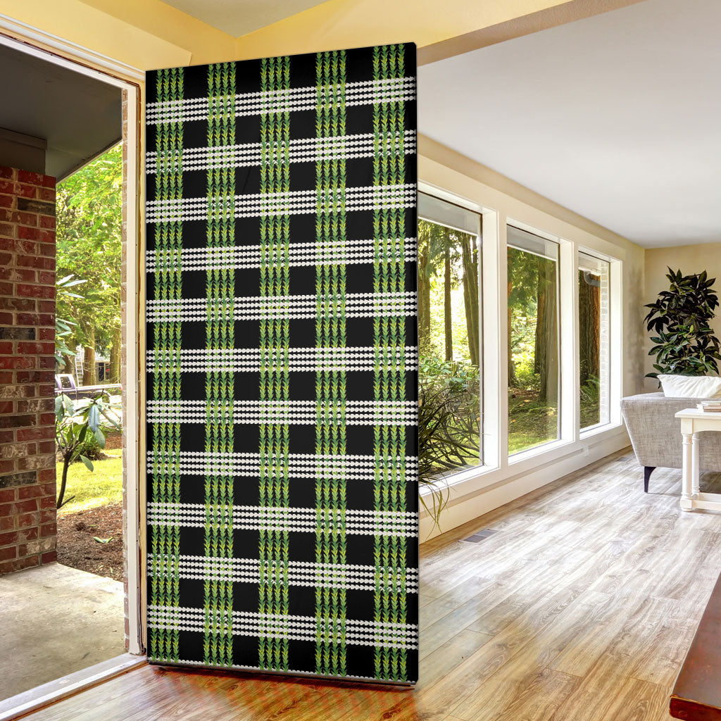 Aloha Hawaii Pakalana Pikake Lei Door Cover Palaka Inspired Hawaiian-plaid Black LT14 - Polynesian Pride