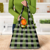 Aloha Hawaii Pakalana Pikake Lei Grocery Bag Palaka Inspired Hawaiian-plaid Black LT14 - Polynesian Pride