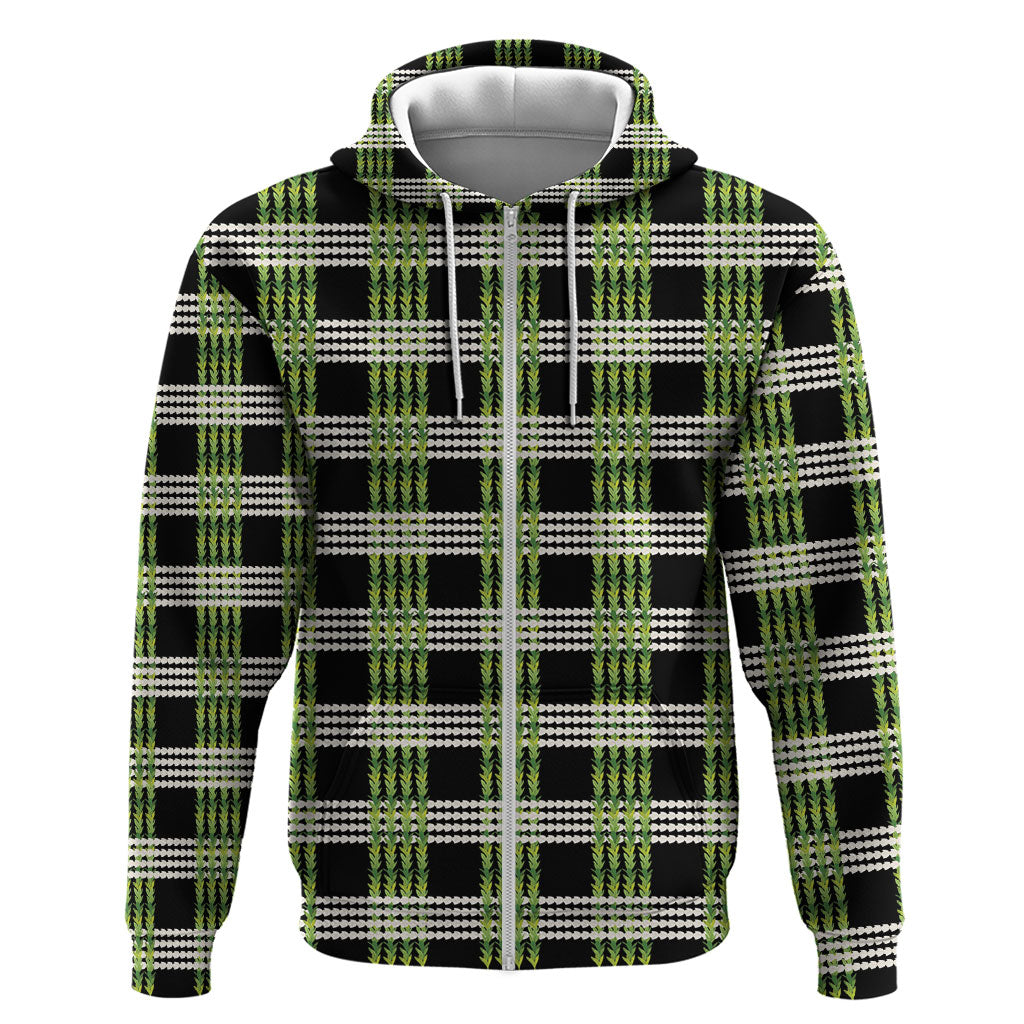 Aloha Hawaii Pakalana Pikake Lei Hoodie Palaka Inspired Hawaiian-plaid Black LT14 Zip Hoodie Black - Polynesian Pride