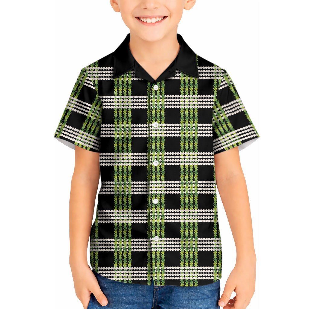 Aloha Hawaii Pakalana Pikake Lei Kid Hawaiian Shirt Palaka Inspired Hawaiian-plaid Black LT14 Kid Black - Polynesian Pride