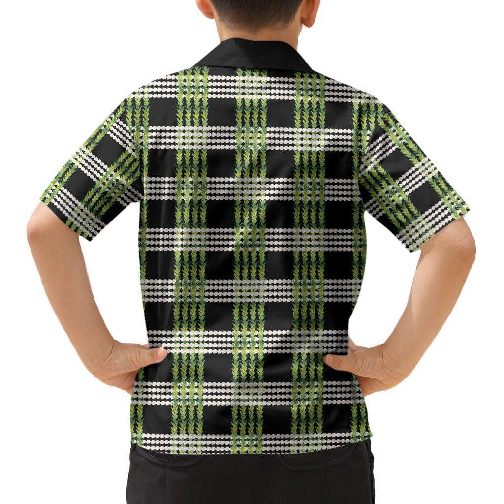 Aloha Hawaii Pakalana Pikake Lei Kid Hawaiian Shirt Palaka Inspired Hawaiian-plaid Black LT14 - Polynesian Pride