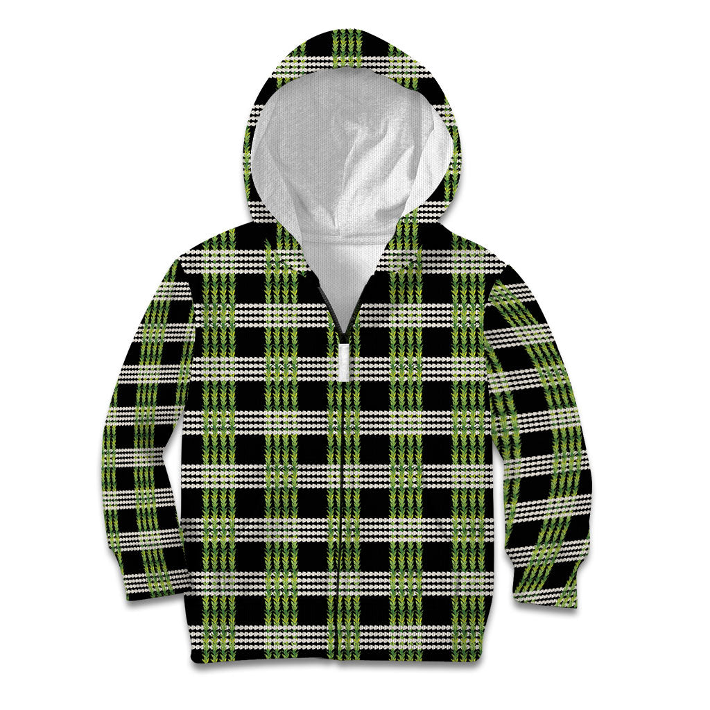 Aloha Hawaii Pakalana Pikake Lei Kid Hoodie Palaka Inspired Hawaiian-plaid Black LT14 Zip Hoodie Black - Polynesian Pride
