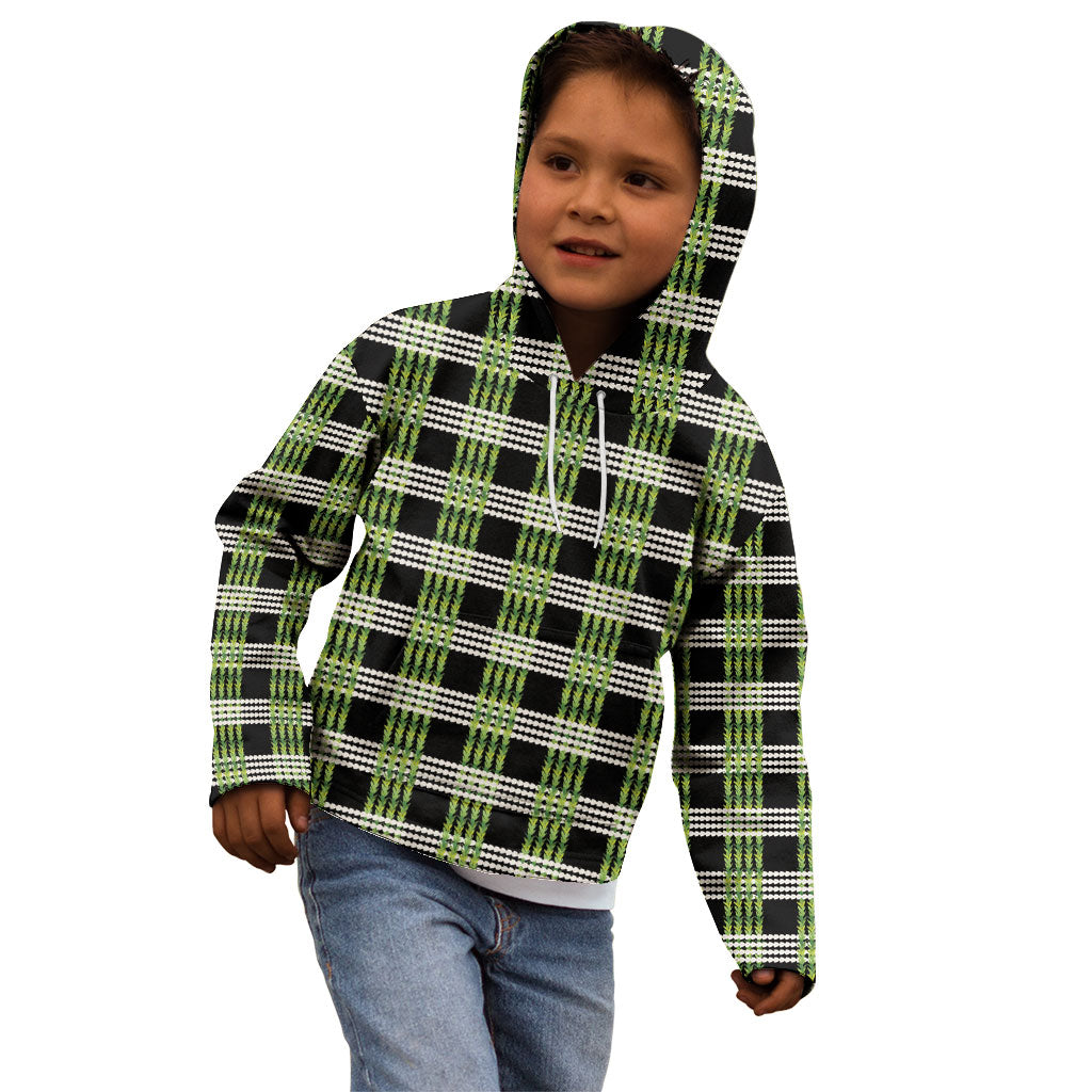 Aloha Hawaii Pakalana Pikake Lei Kid Hoodie Palaka Inspired Hawaiian-plaid Black LT14 - Polynesian Pride