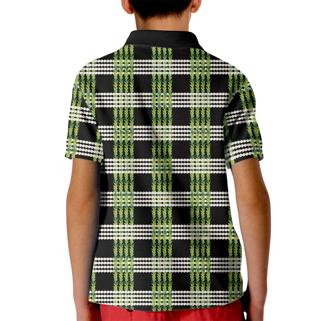 Aloha Hawaii Pakalana Pikake Lei Kid Polo Shirt Palaka Inspired Hawaiian-plaid Black LT14 - Polynesian Pride