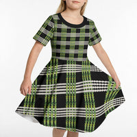 Aloha Hawaii Pakalana Pikake Lei Kid Short Sleeve Dress Palaka Inspired Hawaiian-plaid Black LT14 - Polynesian Pride